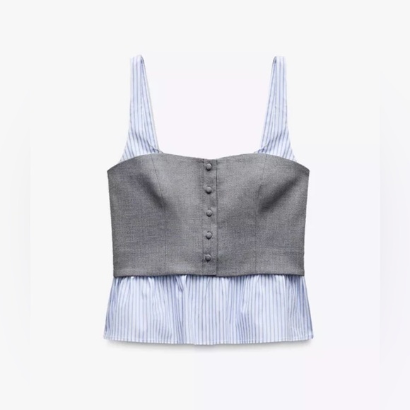 Sincerely Jules Striped Gray Bustier Corset Combination Top - Picture 3 of 12